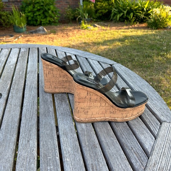 New Nine‎ West Rapps size 8.5 Black Cork Wedge Chunky Sandals y2k summer jelly - Picture 1 of 7